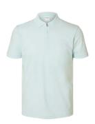 Slhfave Zip Ss Polo Selected Blue
