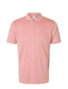 Slhfave Zip Ss Polo Selected Pink