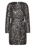 Slfcolyn Ls Short Sequins Dress B Selected Silver