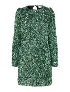 Slfcolyn Ls Short Sequins Dress B Selected Green