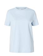 Slfmyessential Ss O-Neck Tee Noos Selected Blue