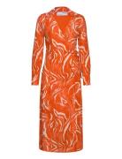 Slfsirine Ls Midi Wrap Dress B Selected Orange