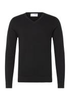 Slhberg Ls Knit V-Neck Noos Selected Black