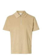 Slhrelax-Terry Ss Zip Polo Ex Selected Beige