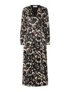 Slfjustine Ls Aop Ankle Wrap Dress B Selected Black