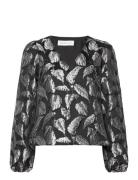 Slfpaula Silver Leaf Ls Top B Selected Black