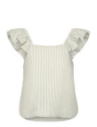 Slfvittoria Striped Ruffle Sleeve Top B Selected White