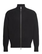 Slhdry Ls Knit Relaxed Full Zip Selected Black