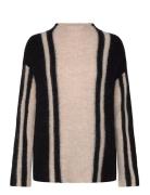 Slflulu Ls Knit Vertical High Neck Selected Beige