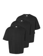Slhlooseoscar Ss O-Neck Tee 3 Pack Selected Black