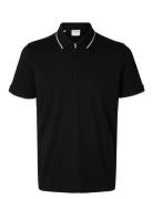 Slhfave Sport Zip Ss Polo Noos Selected Black