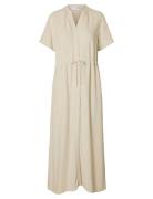Slfviva-Damina Ss Ankle Sun Dress Noos Selected Cream