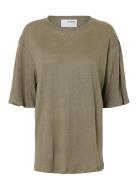 Slfvilja Linen Ss Tee Selected Khaki