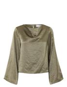 Slfselene Ls Draped Neckline Top B Selected Green