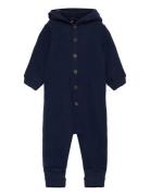 Wool Baby Suit W. Hood Mikk-line Navy