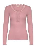 Rmwbalta Modal Ls Placket T-Shirt RM By Rosemunde Pink
