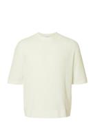 Slhcolton Ss Knit Structure Tee Selected Cream