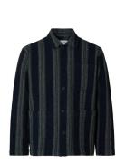 Slhtony Waffle Stripe Overshirt Selected Black