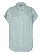 Relaxed Fit Linen Short-Sleeve Shirt Lauren Women Blue