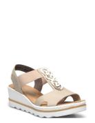 Rieker Ladies' Sandals 67498-00 Black Rieker Beige