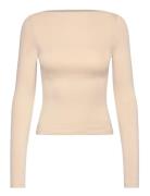 Cotton Boat Neck T-Shirt Mango Cream