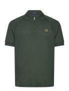 Zip Neck Polo Shirt Fred Perry Green