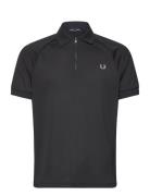 Zip Neck Polo Shirt Fred Perry Black