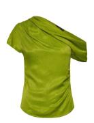 Satin Blouse With Asymmetrical Neck Mango Green