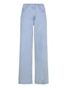 Mid-Rise Wide Leg Denim Trousers Mango Blue