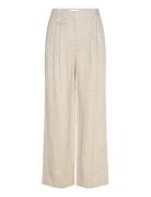 Yana Tailored Wide Linen Pants Malina Beige