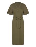 Belted Rib-Knit Puff-Sleeve Dress Lauren Ralph Lauren Khaki