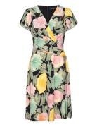 Floral Stretch Jersey Surplice Dress Lauren Ralph Lauren Silver