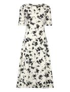 Floral Stretch Cotton Midi Dress Lauren Ralph Lauren Cream