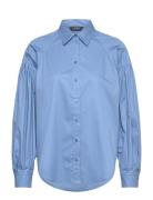 Cotton Poplin Blouson-Sleeve Shirt Lauren Ralph Lauren Blue