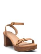 Melissah Nappa Leather Platform Sandal Lauren Ralph Lauren Beige