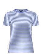 Striped Stretch Cotton Crewneck Tee Lauren Ralph Lauren Blue
