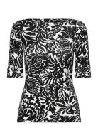 Floral Stretch Cotton Boatneck Tee Lauren Ralph Lauren Black