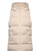 Long Hooded Waistcoat Mango Cream