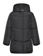 Hood Puffer Coat Mango Black