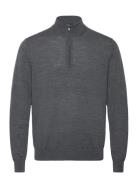 100% Merino Wool Perkins Neck Sweater Mango Grey