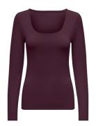 Onlea L/S 2-Way Deep Neck Top Jrs Noos ONLY Burgundy