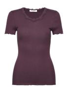 Rwbeatha Silk Ss Lace T-Shirt Rosemunde Purple