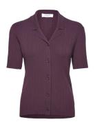 Rwrosie Ss Regular Cardigan Rosemunde Burgundy