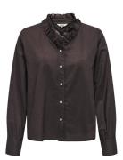 Onlhassie L/S Frill Shirt Ox Wvn ONLY Brown