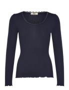 Rmwjohanne Wool Blend Ls U-Neck T-S RM By Rosemunde Navy