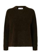 Slflulu Ls Knit O-Neck Noos Selected Brown