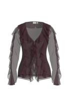Vifalia L/S Frill Kimono Top/Ka Vila Brown