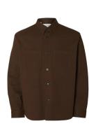 Slhtravis Twill Overshirt Ls Noos Selected Brown