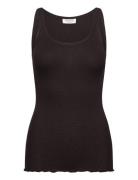 Rwbelle Silk U-Neck Strap Elastic T Rosemunde Brown