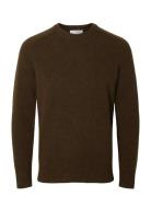 Slhrai Ls Knit Crew Neck Noos Selected Brown